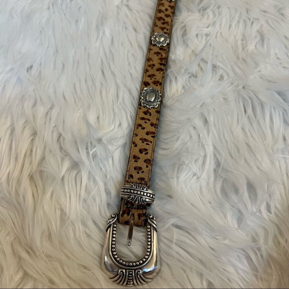 Lady Nadim belt leather silver buckle and medallions sz Large animal hair - Picture 3 of 7
